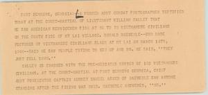 Primary view of object titled '[News Script: Photographer testifies in court martial]'.