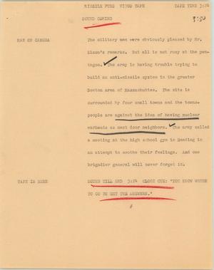 Primary view of object titled '[News Script: Missile trouble in Boston]'.