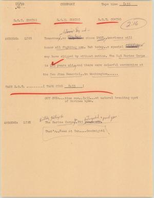 Primary view of object titled '[News Script: Special Veteran's Day ceremonies]'.