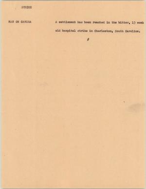 Primary view of object titled '[News Script: Hospital Strike]'.