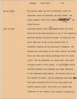 Primary view of object titled '[News Script: Rumania]'.