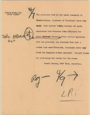 Primary view of object titled '[News Script: Prisoners]'.