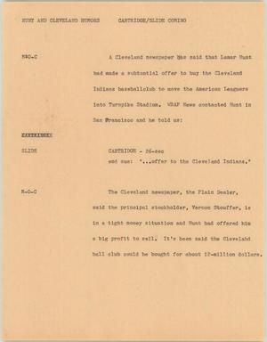 Primary view of object titled '[News Script: Hunt And Cleveland Rumors]'.