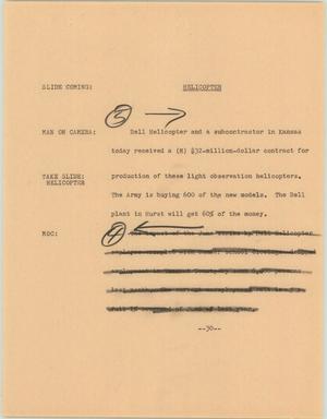 Primary view of object titled '[News Script: Helicopter]'.