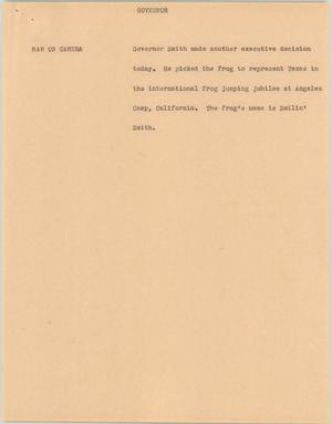 Primary view of object titled '[News Script: Governor]'.