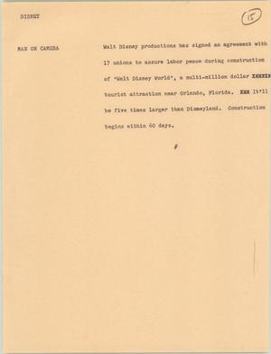 Primary view of object titled '[News Script: Dinsey]'.