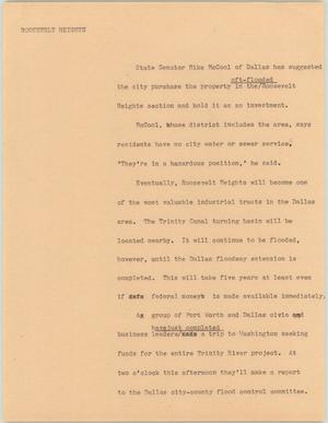 Primary view of object titled '[News Script: Roosevelt Heights]'.