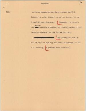 Primary view of object titled '[News Script: Humphrey]'.