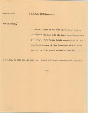 Primary view of object titled '[News Script: Martin Sobel]'.
