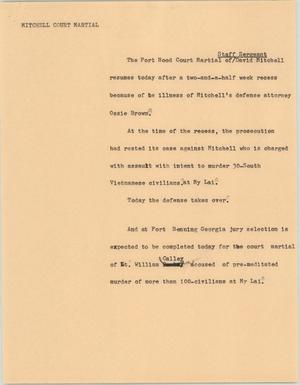 Primary view of object titled '[News Script: Court martial of sergeant resumes]'.