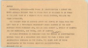 Primary view of object titled '[News Script: Plane sabotage suspected]'.