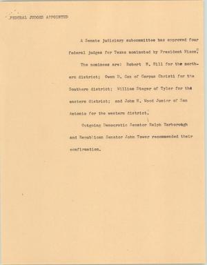 Primary view of object titled '[News Script: Federal judge nominees]'.