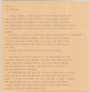 Primary view of object titled '[News Script: Update in invasion and bombing]'.