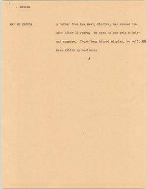 Primary view of object titled '[News Script: Barber]'.