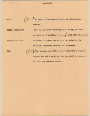 Primary view of object titled '[News Script: Abernathy]'.