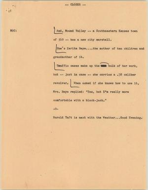 Primary view of object titled '[News Script: New city marshall]'.