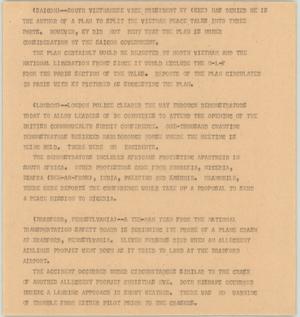 Primary view of object titled '[News Script: Peace talk controversy]'.