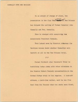Primary view of object titled '[News Script: Kennedy assassination trial update]'.
