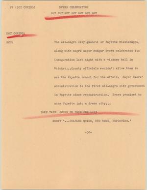 Primary view of object titled '[News Script: Evers Celebration]'.