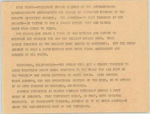 Primary view of object titled '[News Script: Strikes and Pueblo]'.