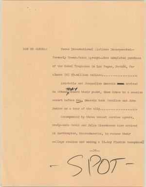 Primary view of object titled '[News Script: Texas International Airline]'.
