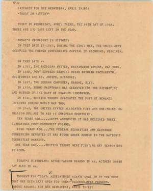 Primary view of object titled '[News Script: On This Date]'.