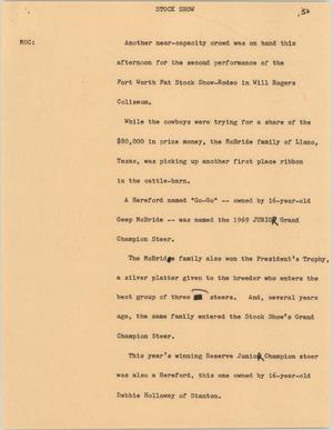 Primary view of object titled '[News Script: Stock show]'.