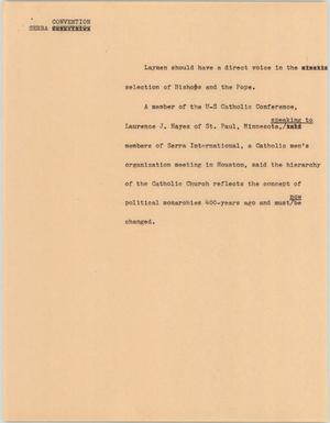 Primary view of object titled '[News Script: Serra convention]'.