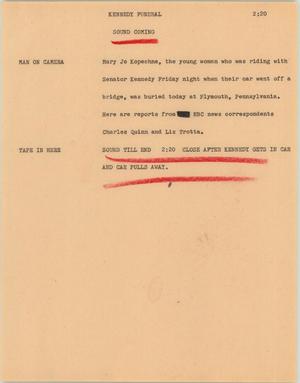 Primary view of object titled '[News Script: Kennedy Funeral]'.