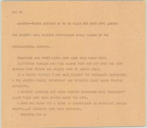 Primary view of object titled '[News Script: Houston winds cause destruction]'.