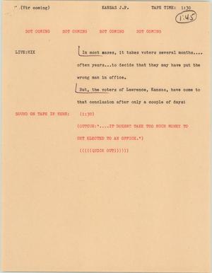 Primary view of object titled '[News Script: Voters unhappy with election results]'.