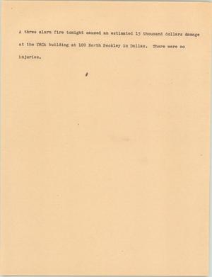 Primary view of object titled '[News Script: YMCA fire]'.