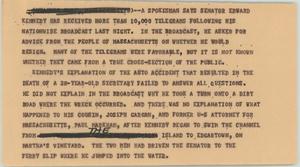 Primary view of object titled '[News Script: Kennedy telegrams]'.
