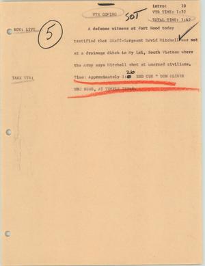 Primary view of object titled '[News Script: Testimonies in My Lai investigations]'.