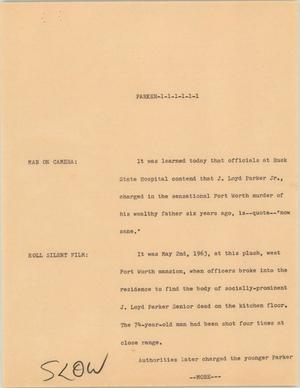 Primary view of object titled '[News Script: Parker]'.
