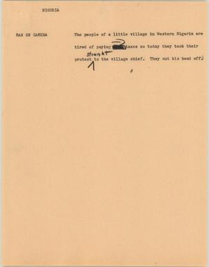 Primary view of object titled '[News Script: Nigeria]'.