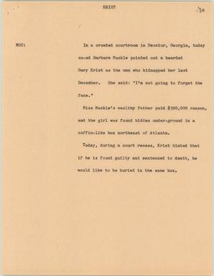 Primary view of object titled '[News Script: Krist]'.