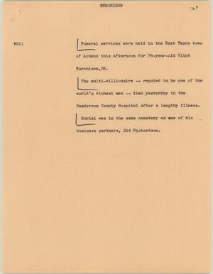 Primary view of object titled '[News Script: Murchison]'.