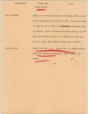 Primary view of object titled '[News Script: Anniversary]'.