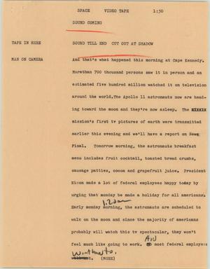 Primary view of object titled '[News Script: Space]'.