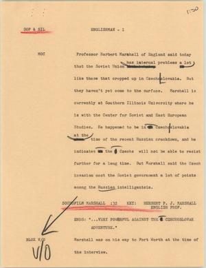 Primary view of object titled '[News Script: Russia's internal problems discussed]'.