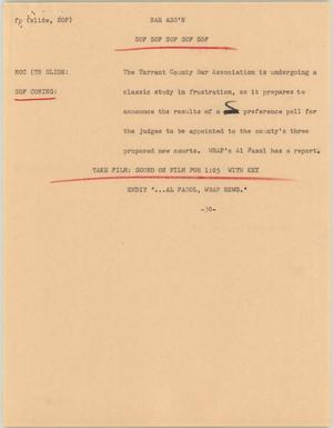 Primary view of object titled '[News Script: Bar Ass'n]'.