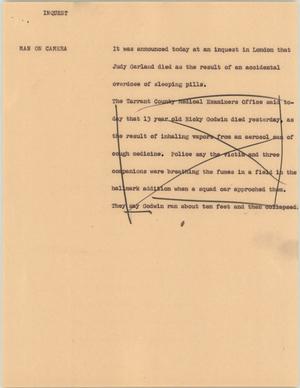 Primary view of object titled '[News Script: Inquest]'.