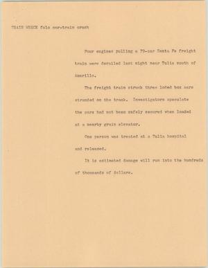 Primary view of object titled '[News Script: Train wreck]'.