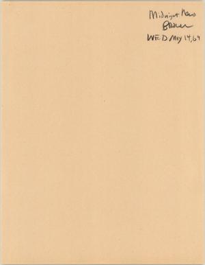 Primary view of object titled '[Cover Sheet for the 12 A.M. News, May 14, 1969]'.
