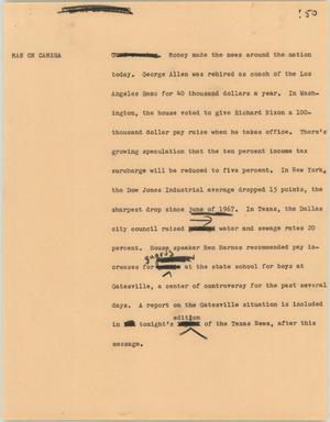 Primary view of object titled '[News Script: Money update]'.