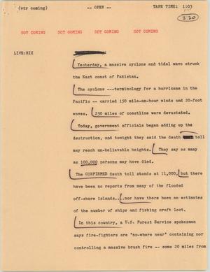 Primary view of object titled '[News Script: Natural disaster in Pakistan and U.S.]'.