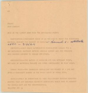 Primary view of object titled '[News Script: News on Veterans, strikes, and politics]'.