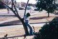 Photograph: [Boy leaning against a tree]