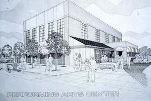 Primary view of object titled '[Concept art for a performing arts center]'.